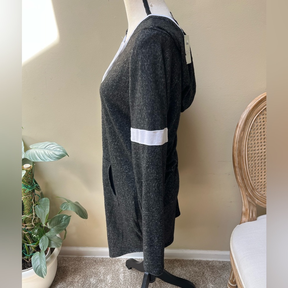 NWT Derek Heart Cozy Charcoal Fleece Hoodie Dress - Picture 4 of 8